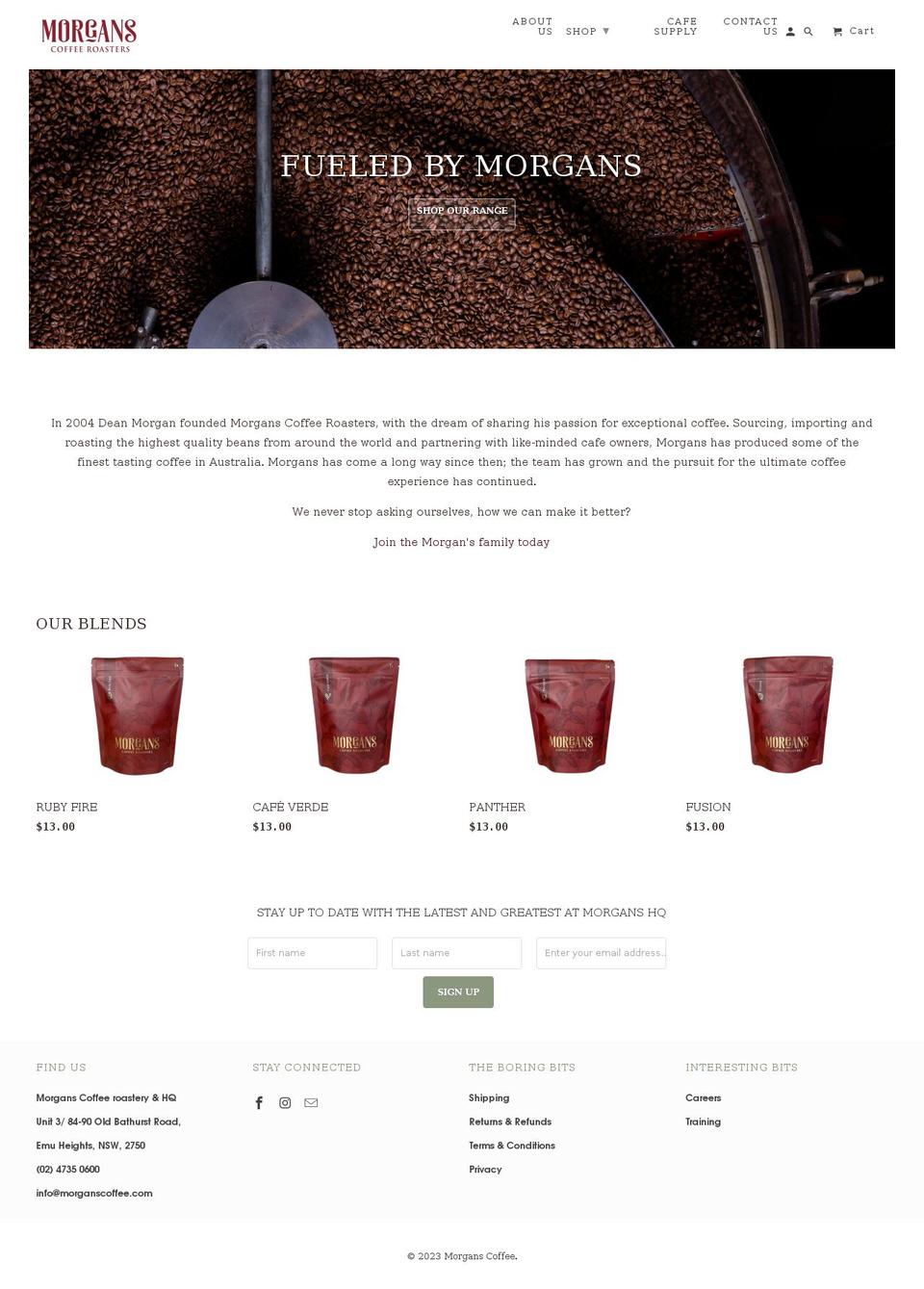 morganscoffee.com shopify website screenshot