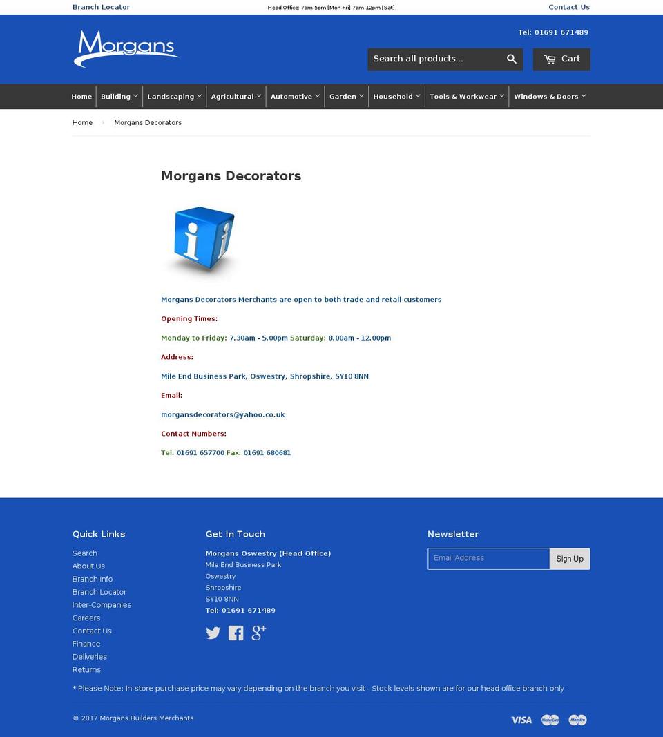 morgansdecorators.com shopify website screenshot