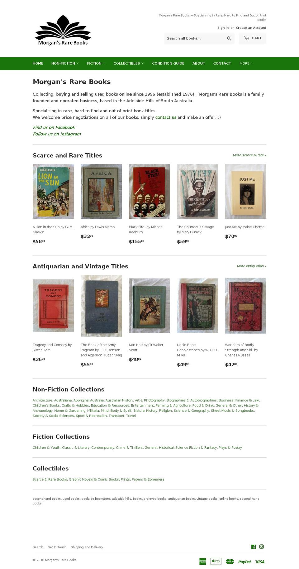 morgansrarebooks.com shopify website screenshot