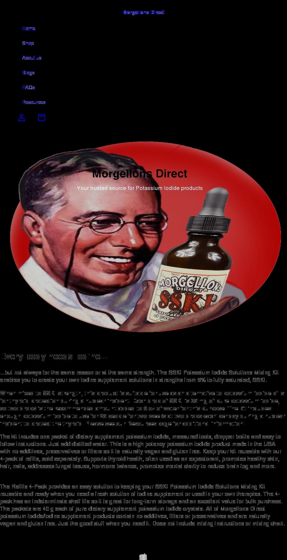 morgellonsdirect.com shopify website screenshot