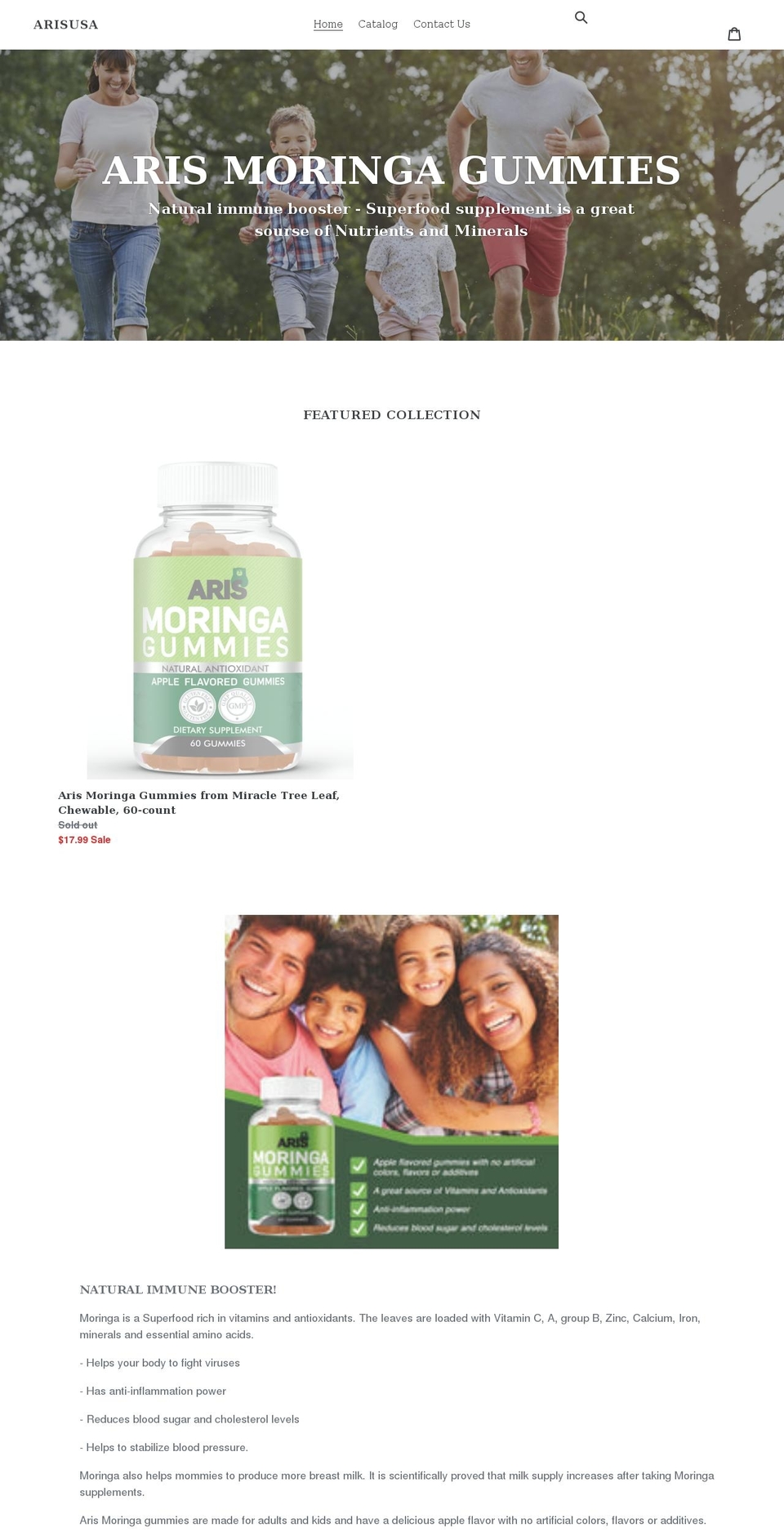 moringa-gummies.com shopify website screenshot