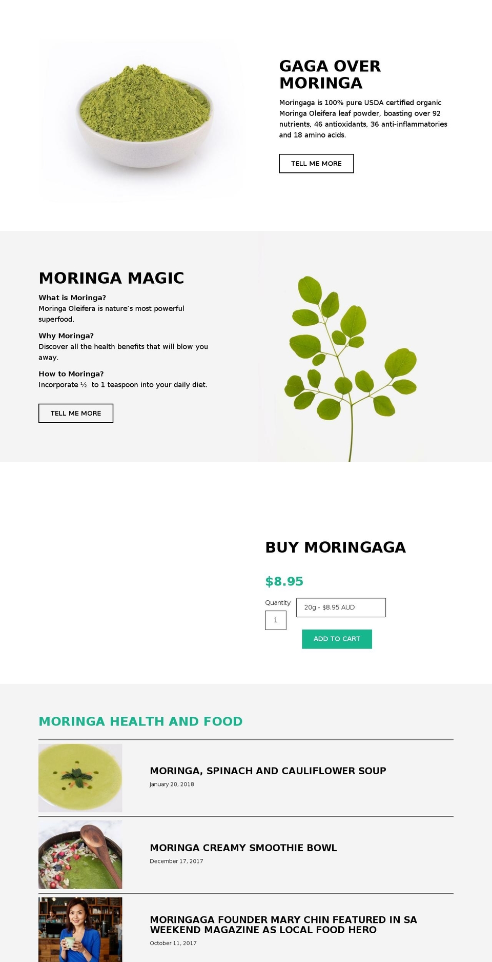 moringaga.com — Shopify storefront screenshot