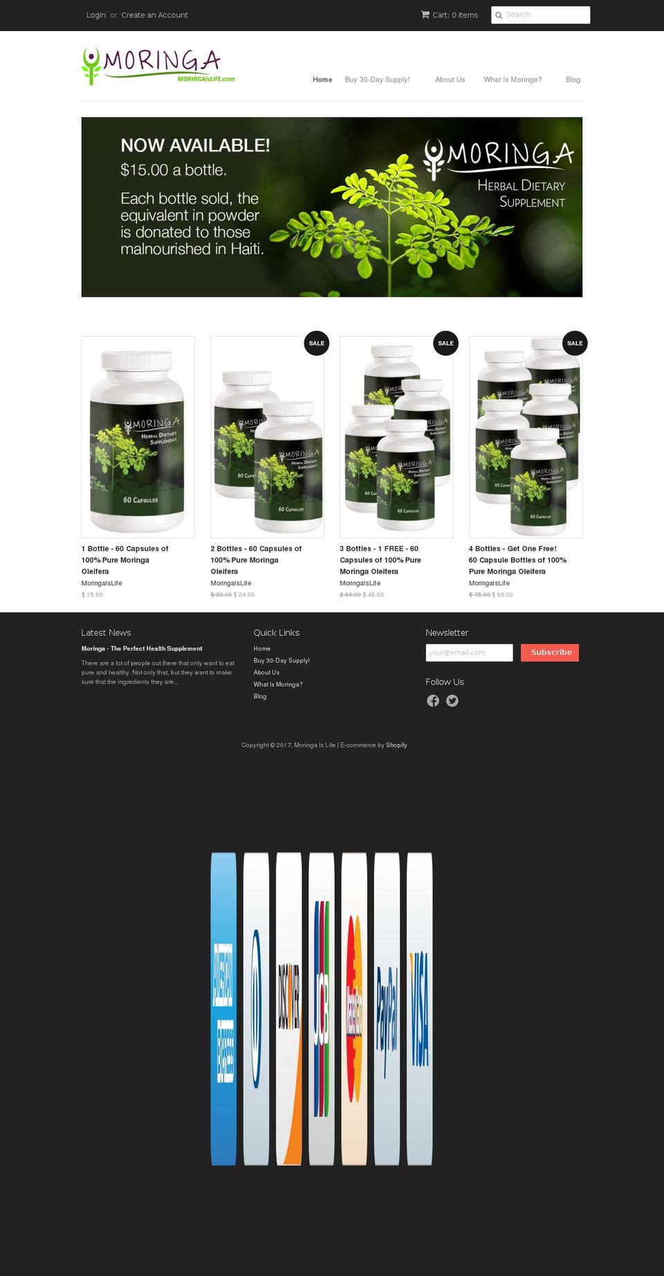 moringaislife.com shopify website screenshot