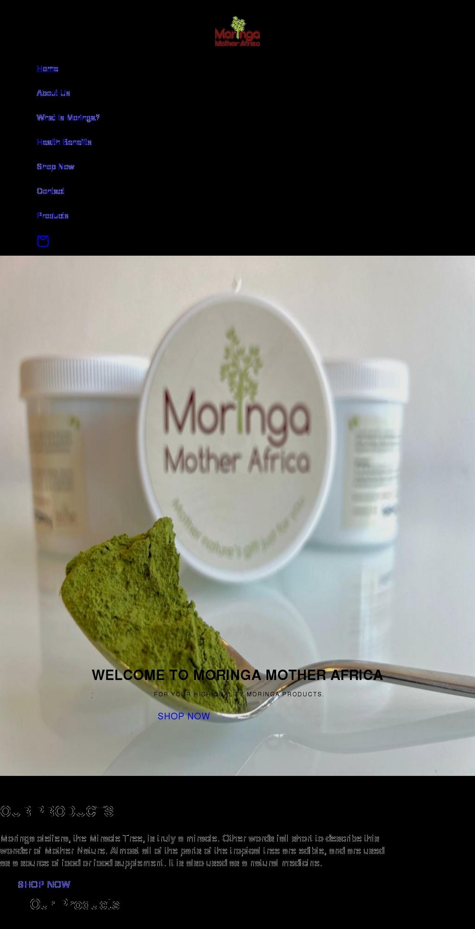 moringamotherafrica.com shopify website screenshot