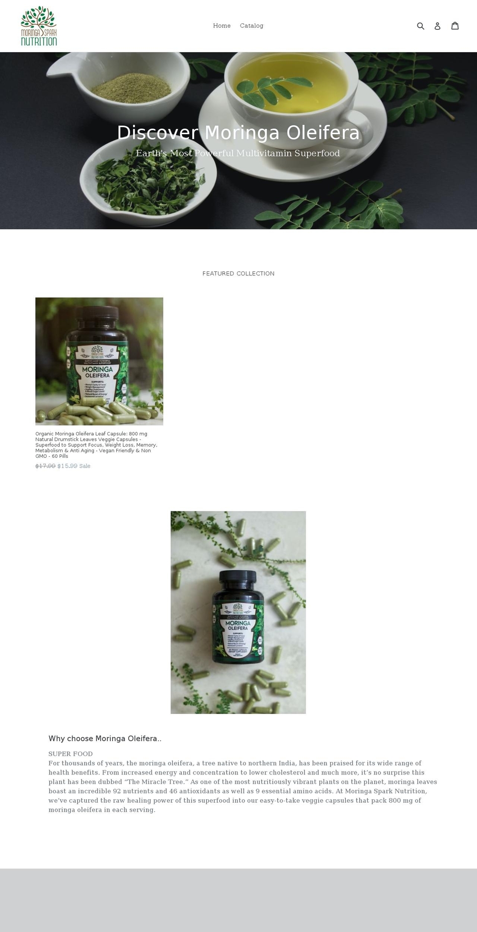 moringaspark.com shopify website screenshot