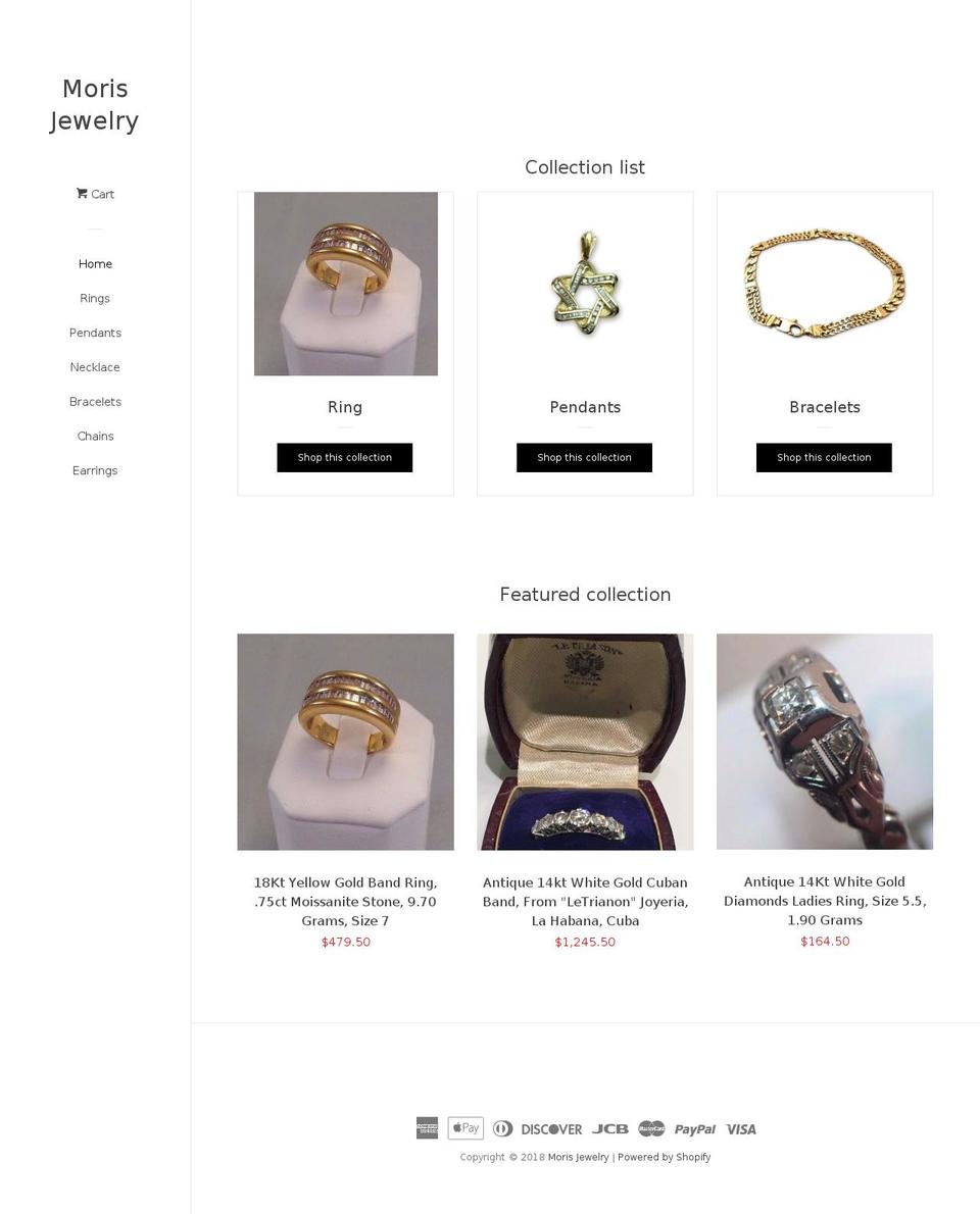 morisjewelry.com — Shopify storefront screenshot
