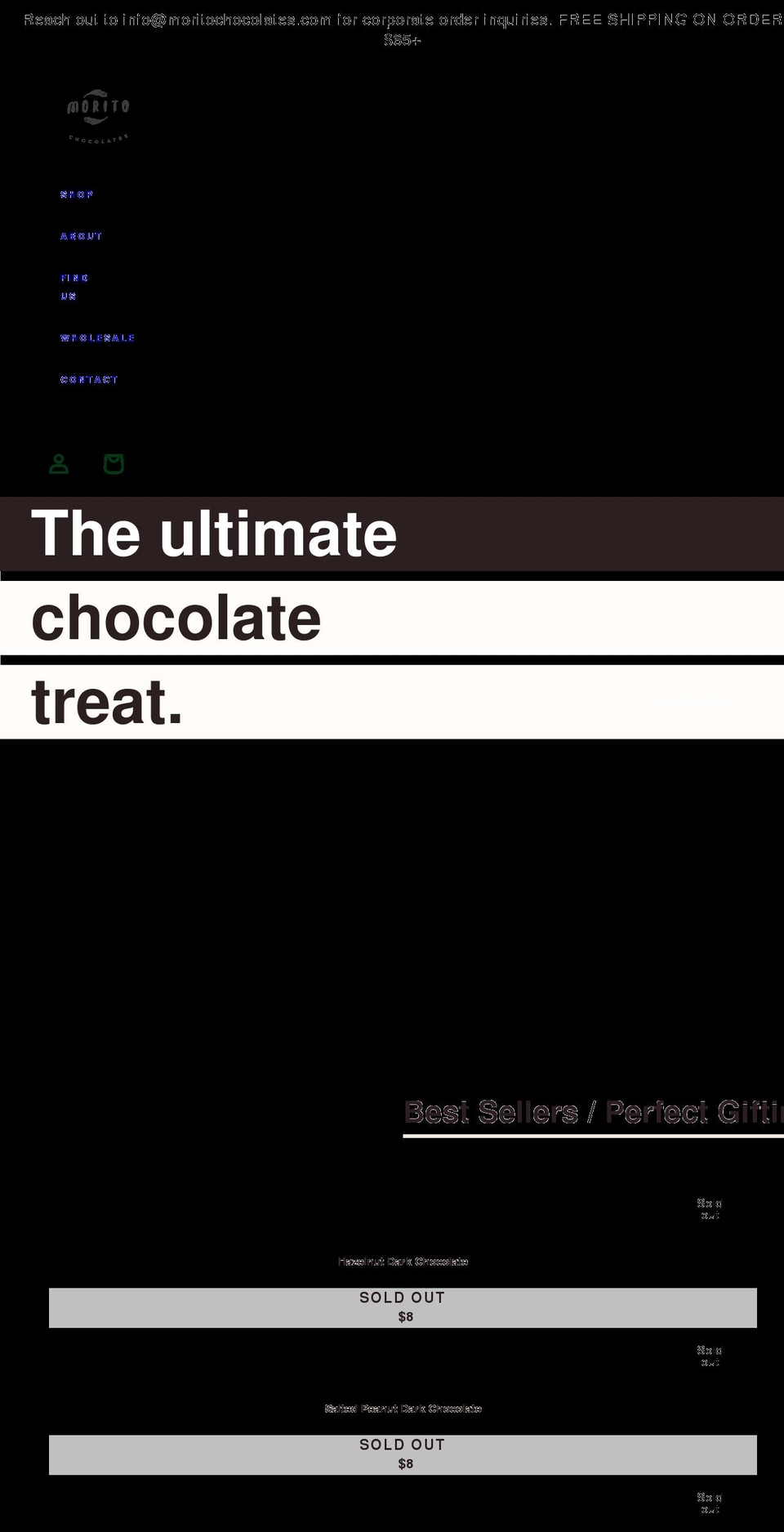 moritochocolates.com shopify website screenshot