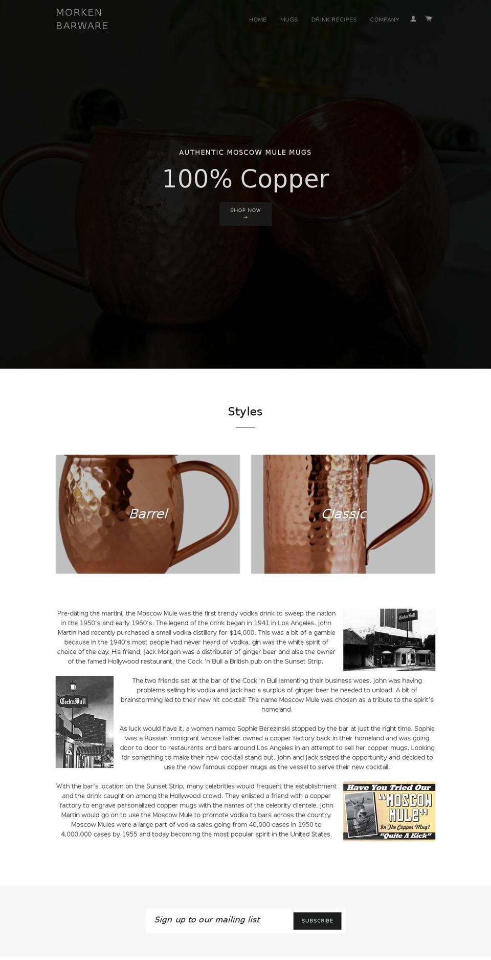 morkenbarware.com shopify website screenshot