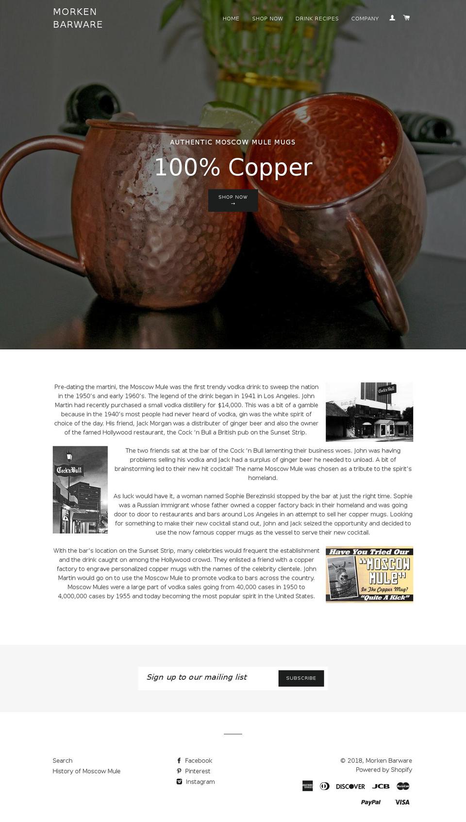 morkencopper.com — Shopify storefront screenshot