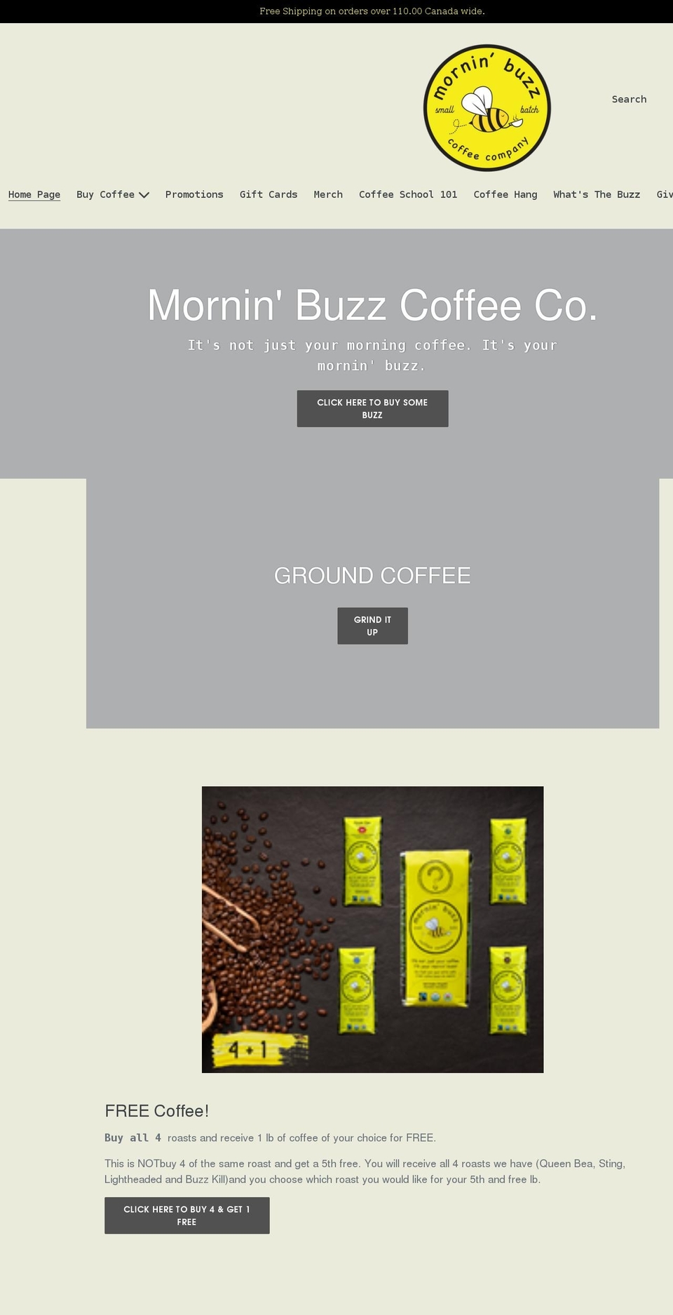 morninbuzzcoffee.buzz shopify website screenshot