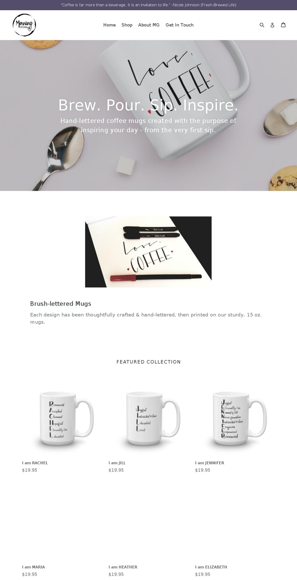 morninggrounds.com — Shopify storefront screenshot