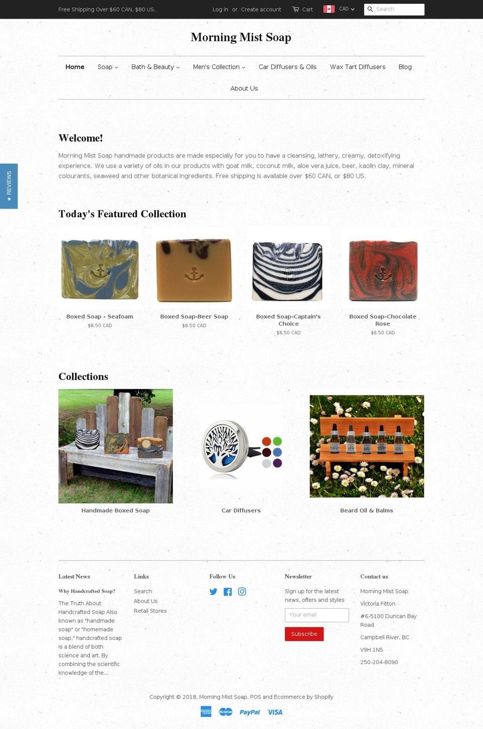 morningmistsoap.com — Shopify storefront screenshot