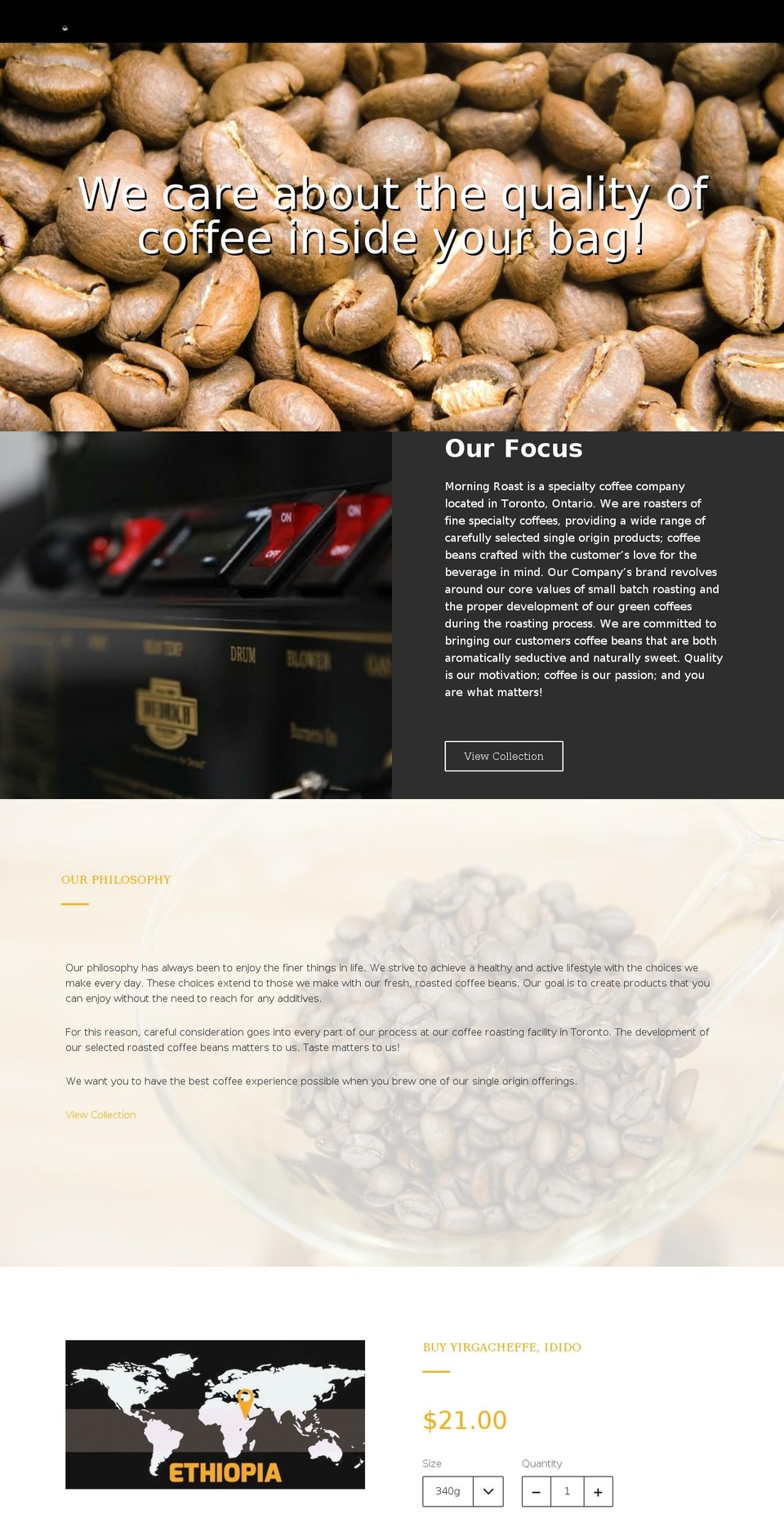 morningroast.ca shopify website screenshot