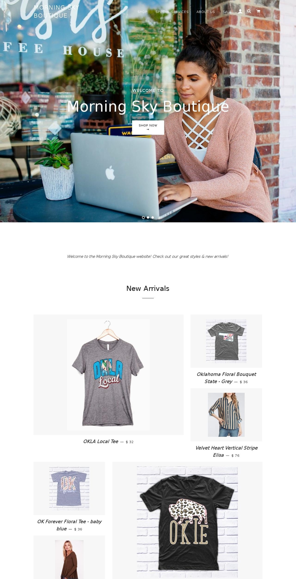 morningskyboutique.com shopify website screenshot