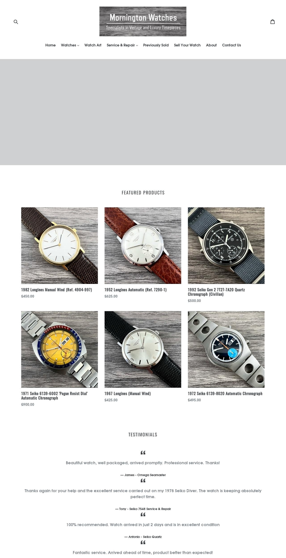 morningtonwatches.com shopify website screenshot