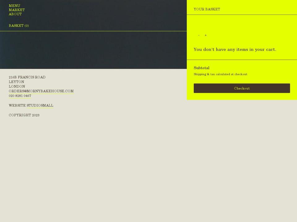 mornybakehouse.com shopify website screenshot