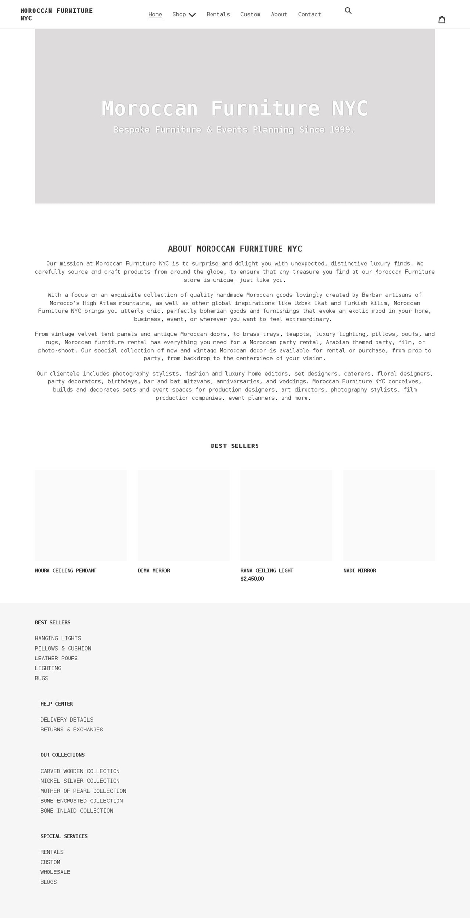 moroccanfurniturenyc.com shopify website screenshot
