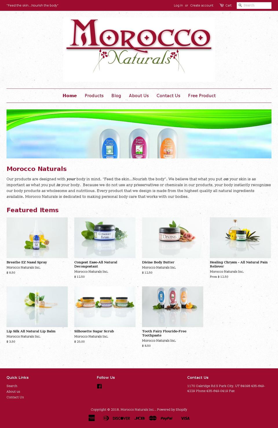 morocconaturals.com — Shopify storefront screenshot