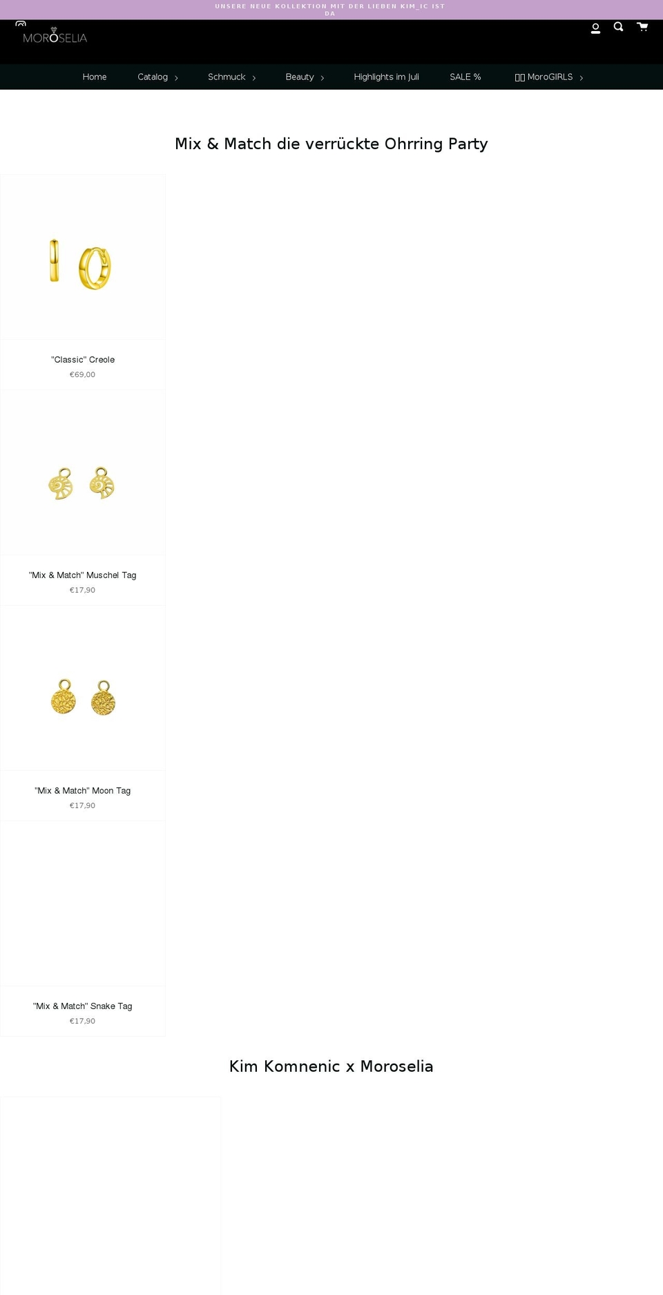 moroselia.com shopify website screenshot