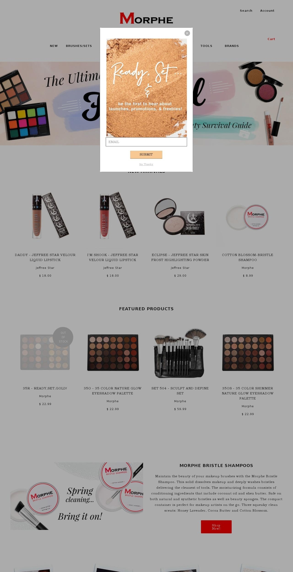 morphebrushes.net shopify website screenshot