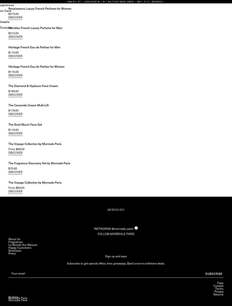 morrealeparis.com shopify website screenshot