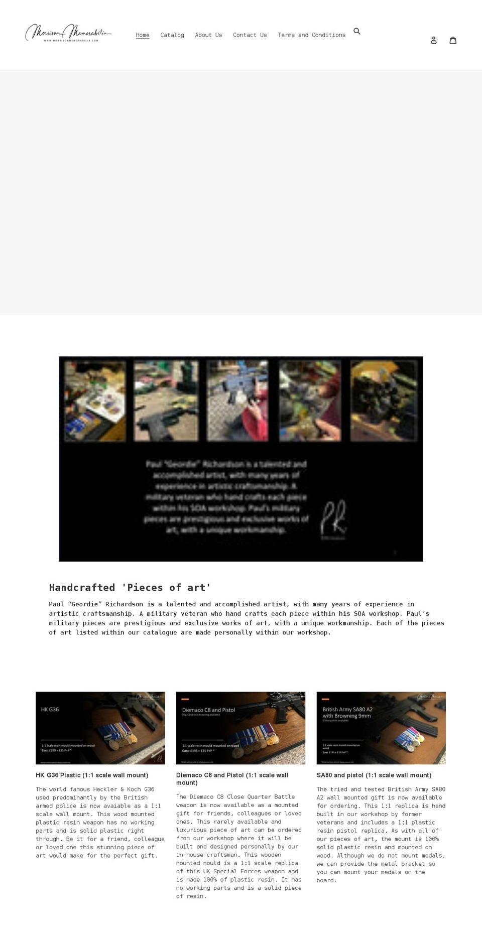 morrisonmemorabilia.com shopify website screenshot