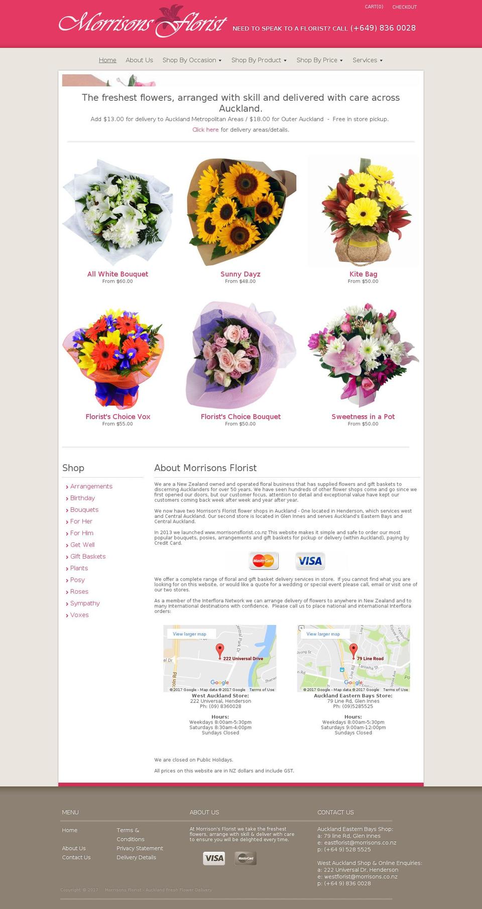 morrisonsflorist.co.nz shopify website screenshot