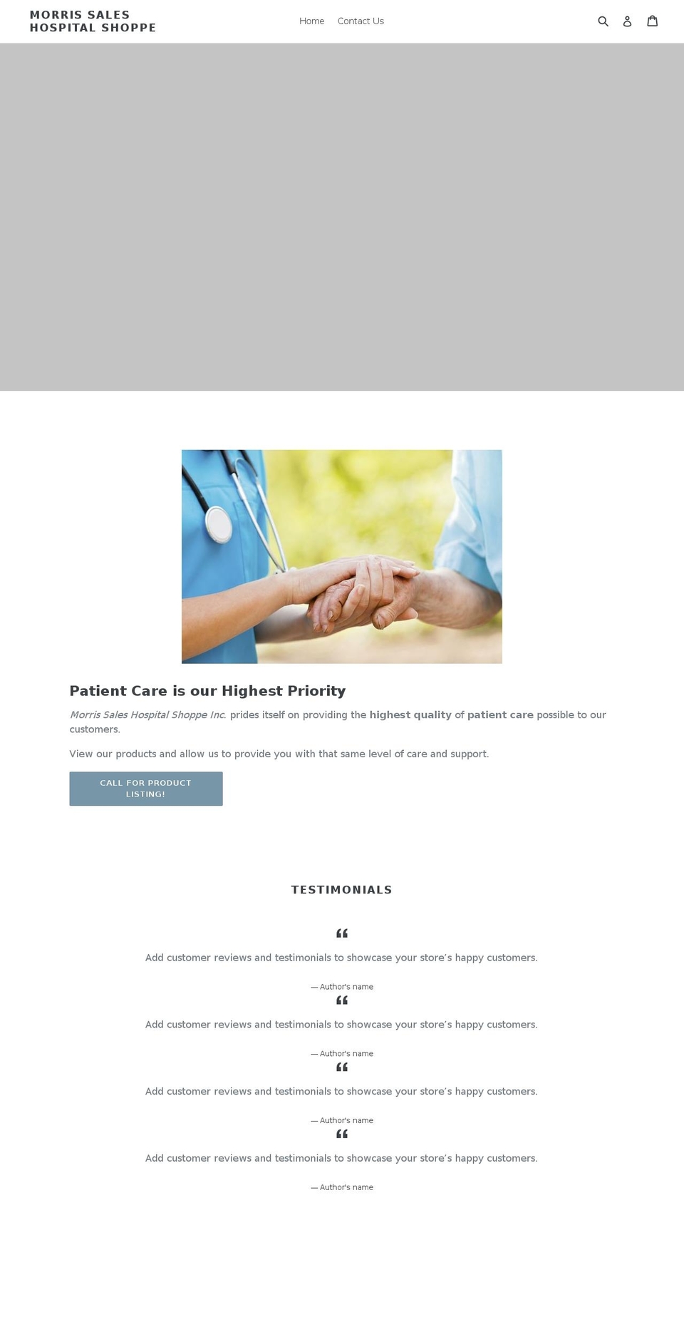 morrissaleshospitalshoppe.net shopify website screenshot