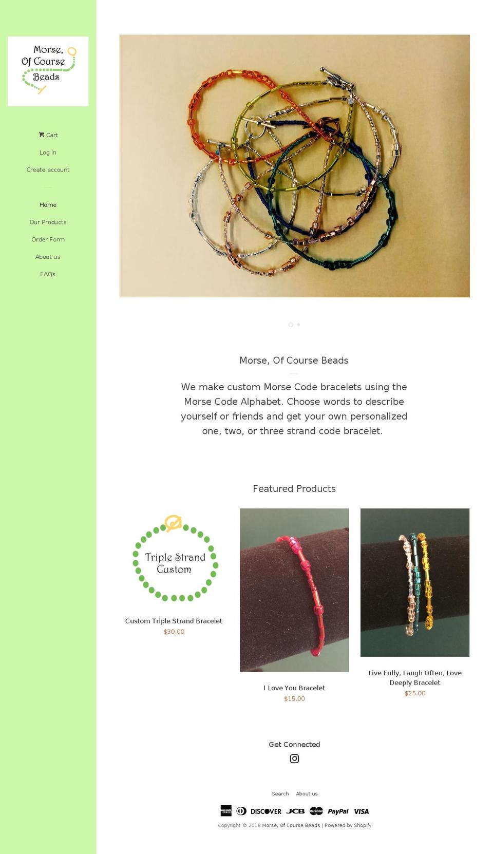 morseofcoursebeads.com shopify website screenshot