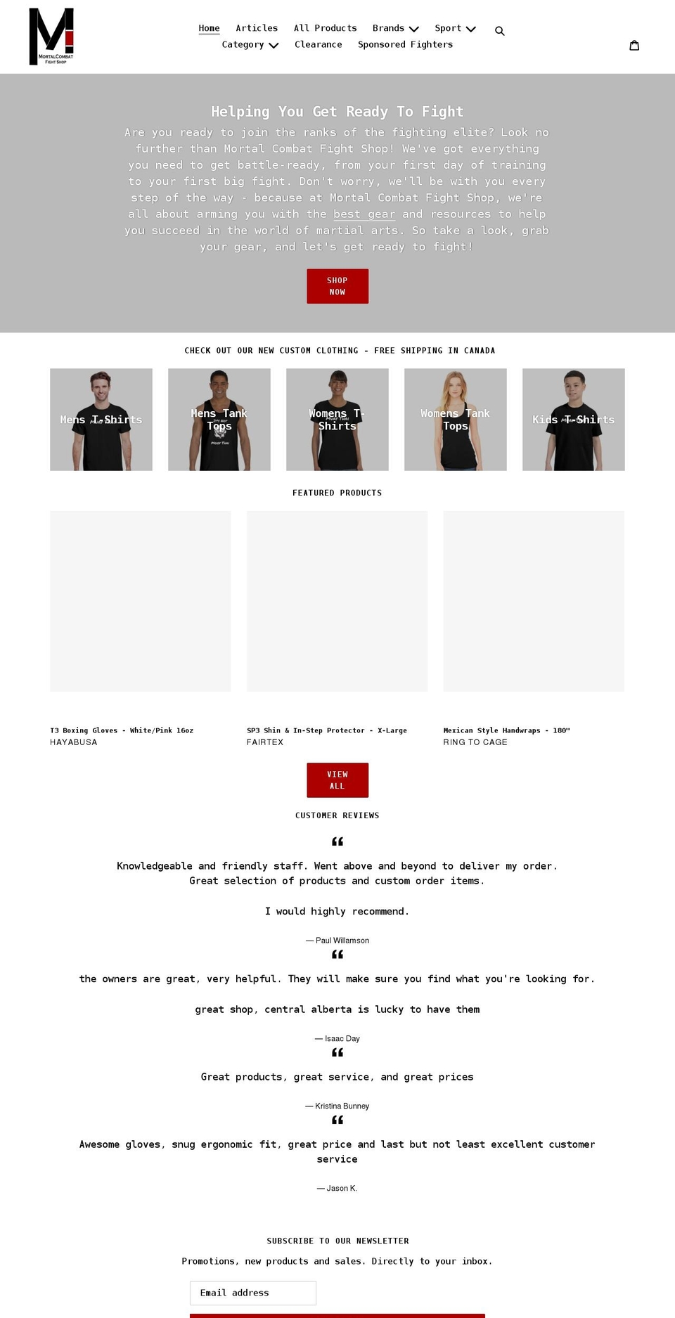 mortalcombat.ca shopify website screenshot