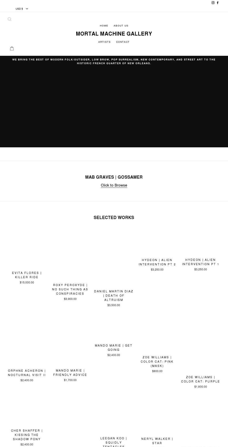 mortalmachinenola.com shopify website screenshot