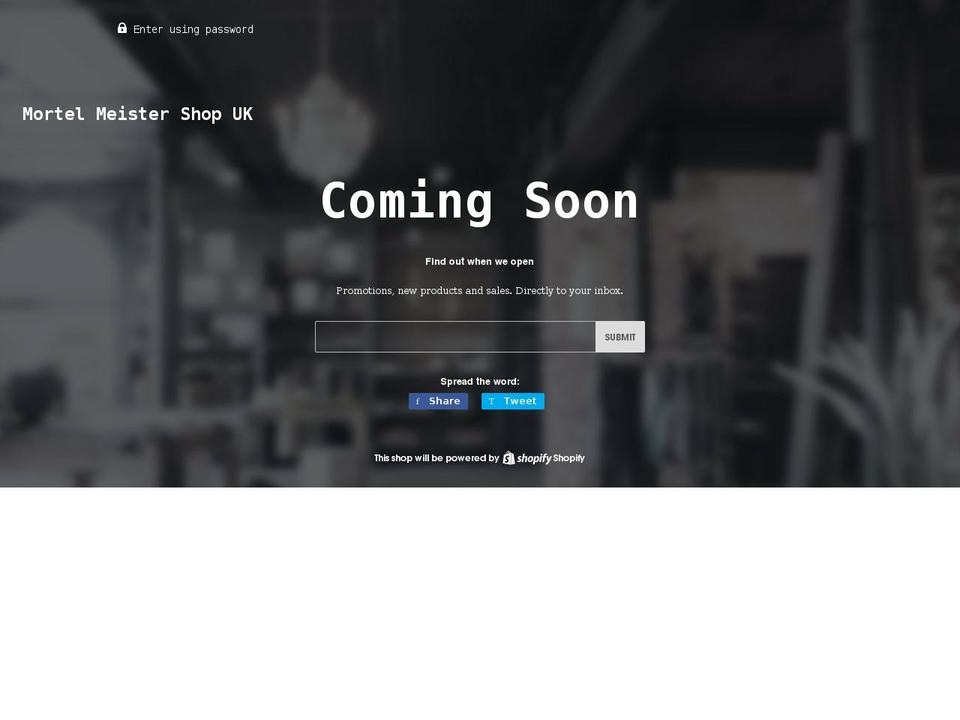 mortelmeistershop.co.uk shopify website screenshot