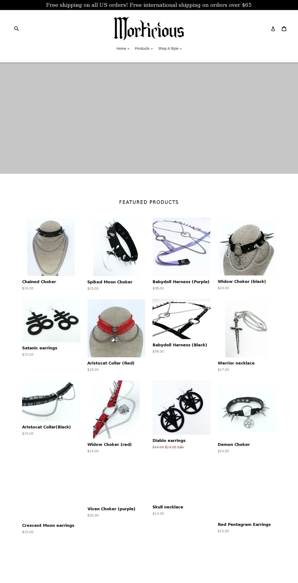 morticious.com shopify website screenshot