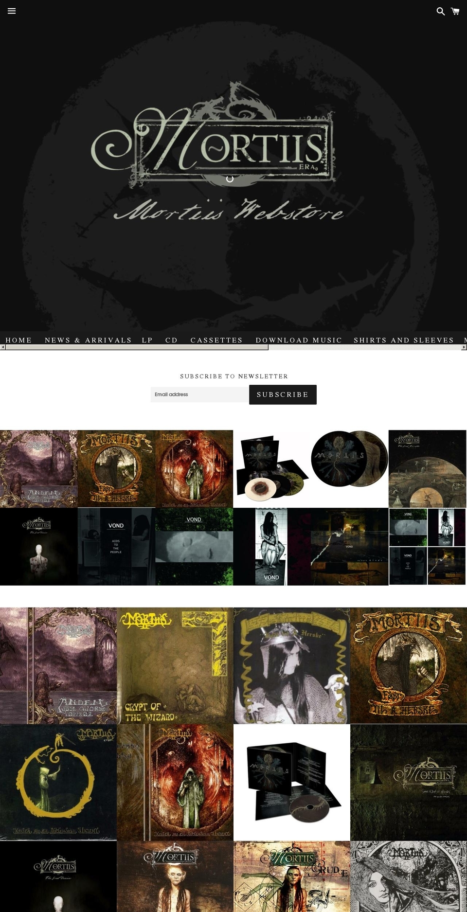mortiis.com shopify website screenshot