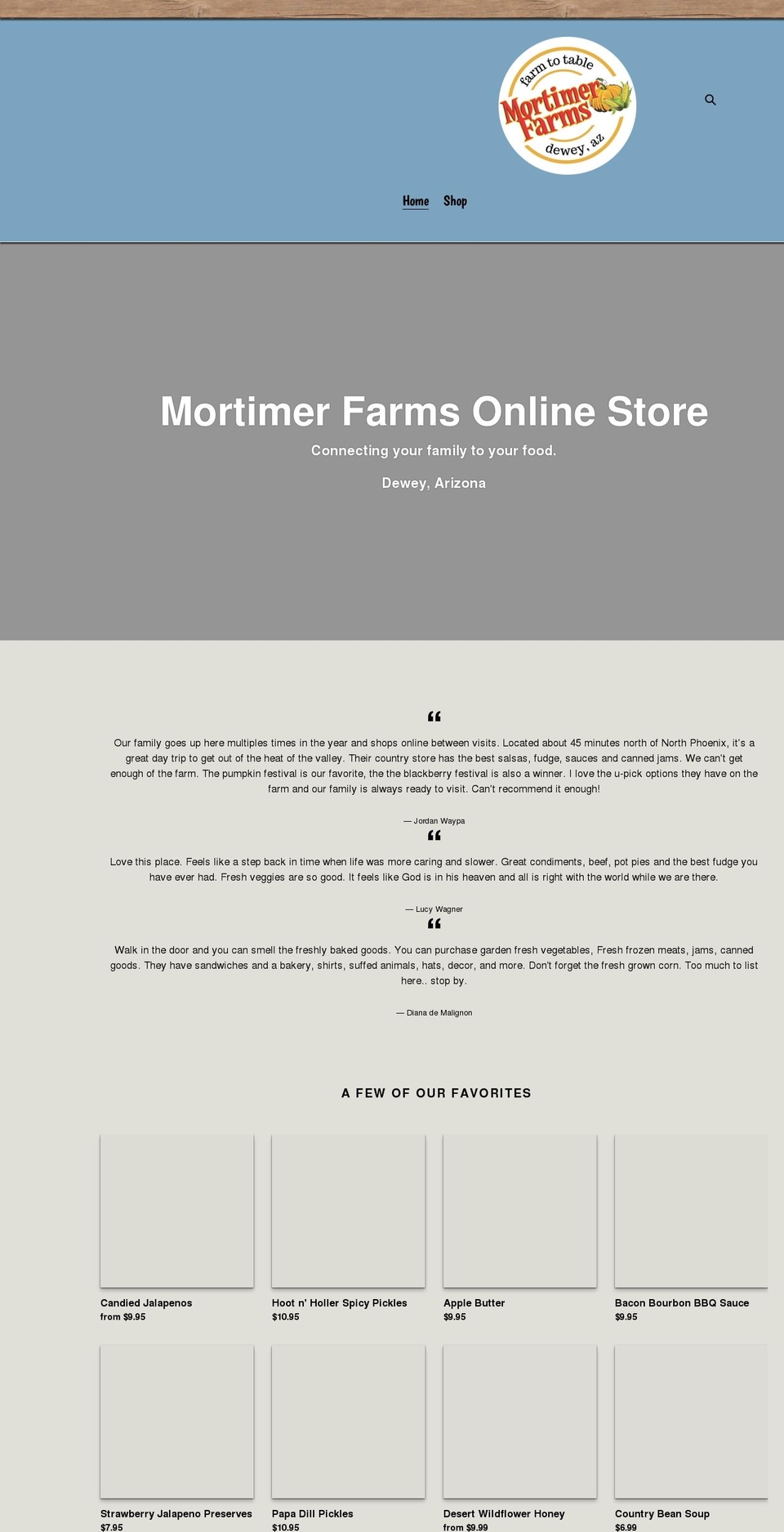mortimer-farms-az.myshopify.com shopify website screenshot