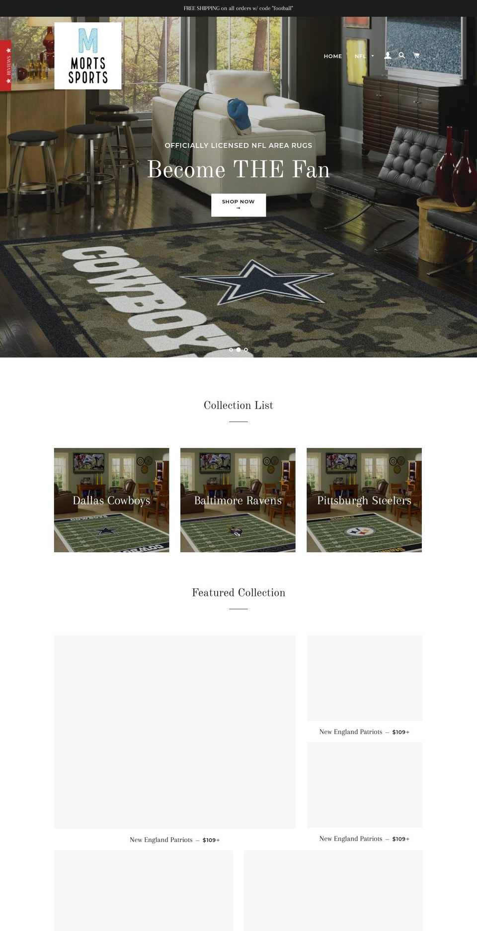 mortssports.com — Shopify storefront screenshot