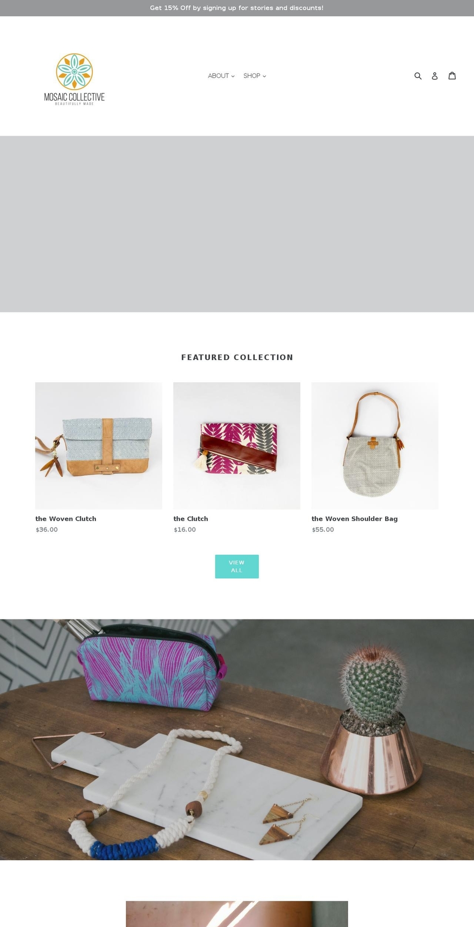 mosaiccollective.org shopify website screenshot