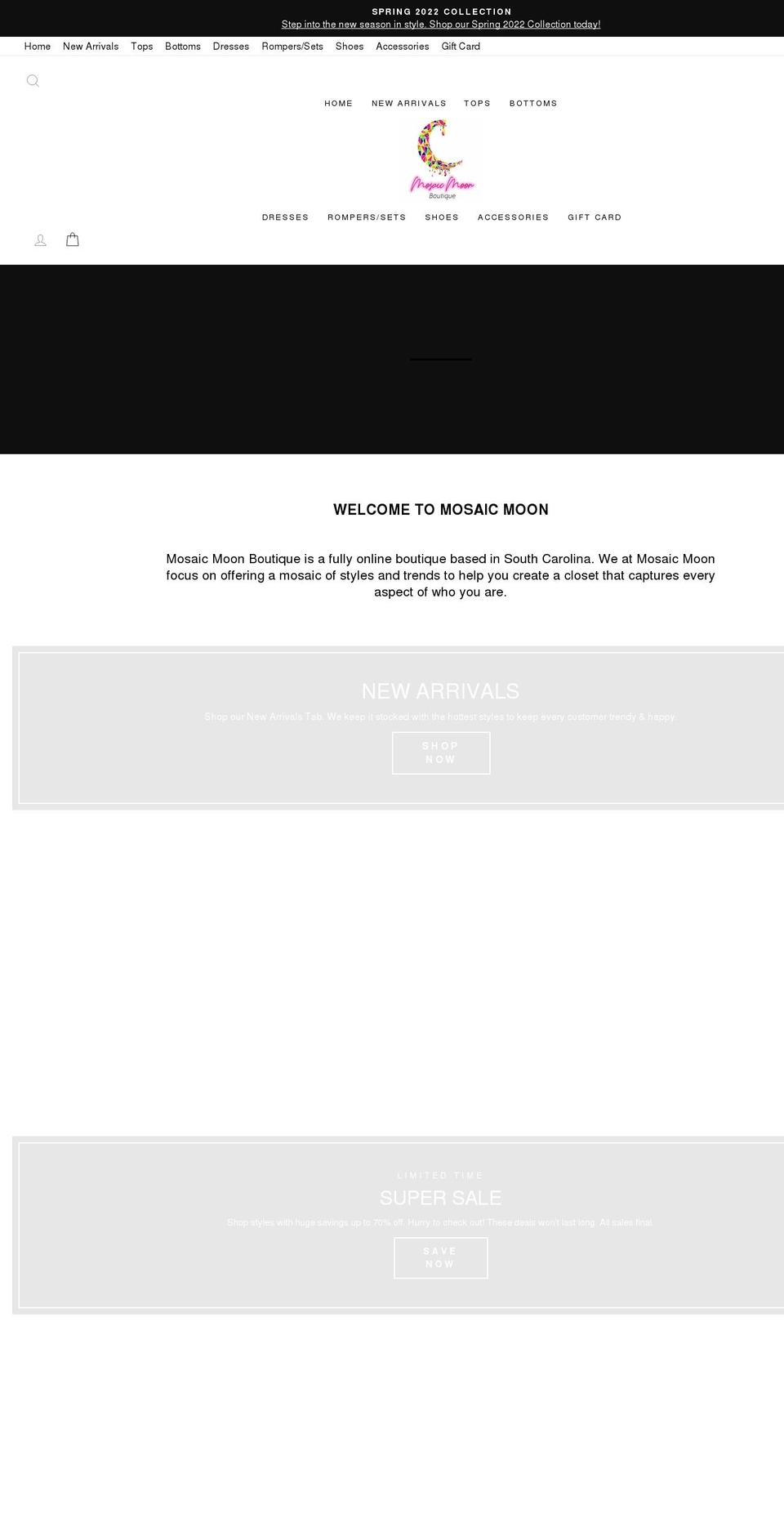 mosaicmoonboutique.com shopify website screenshot