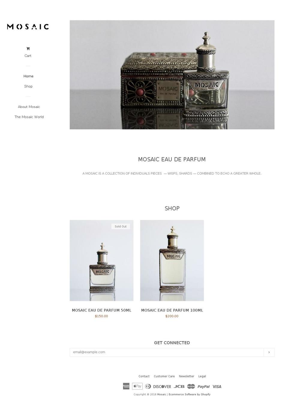 mosaicperfume.com — Shopify storefront screenshot