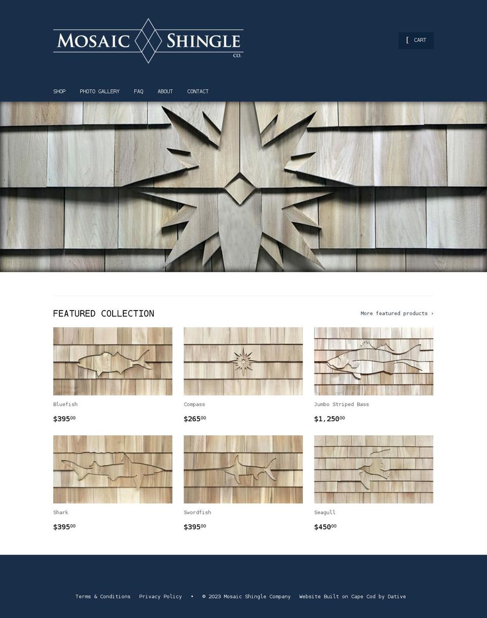 mosaicshingles.com shopify website screenshot