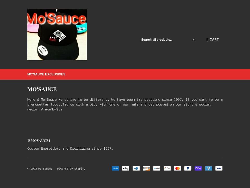 mosauce1.com shopify website screenshot