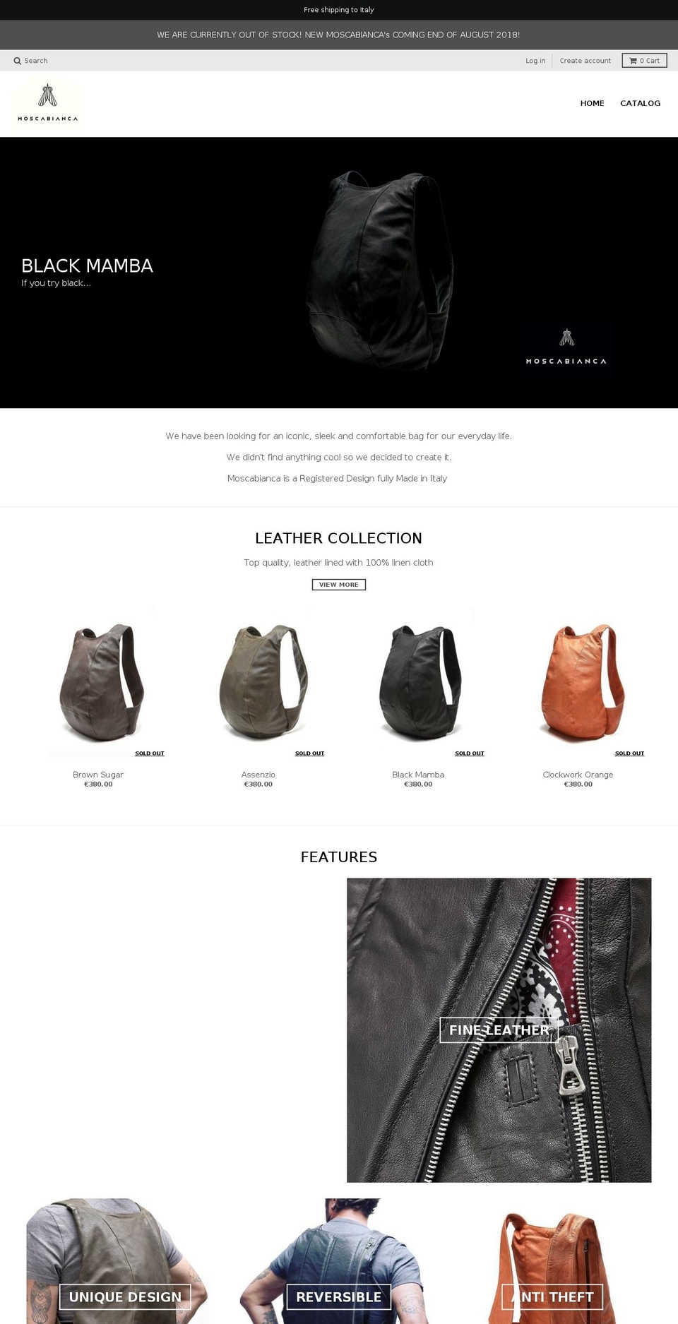 moscabiancaofficial.com — Shopify storefront screenshot