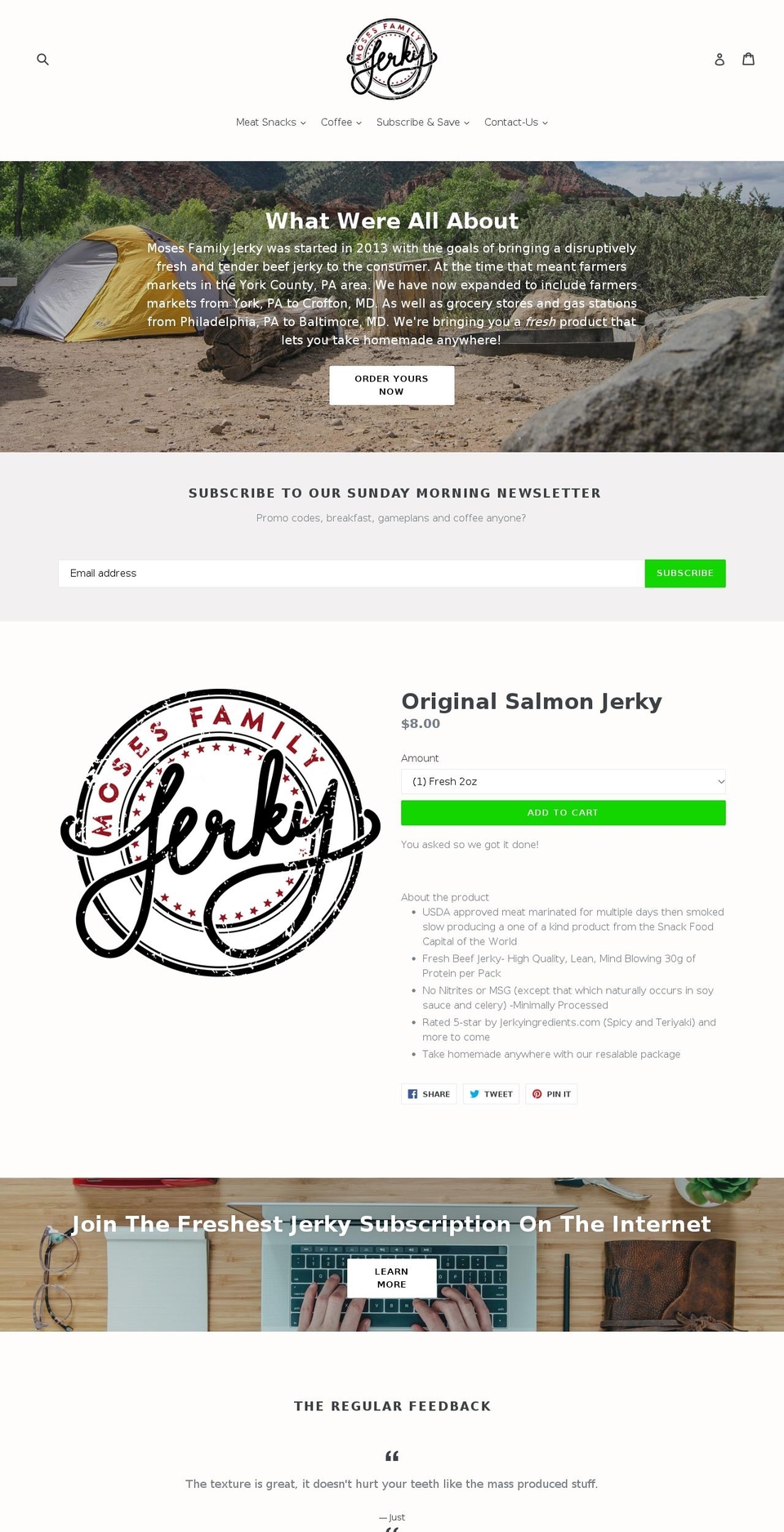 mosesfamilyjerky.com — Shopify storefront screenshot
