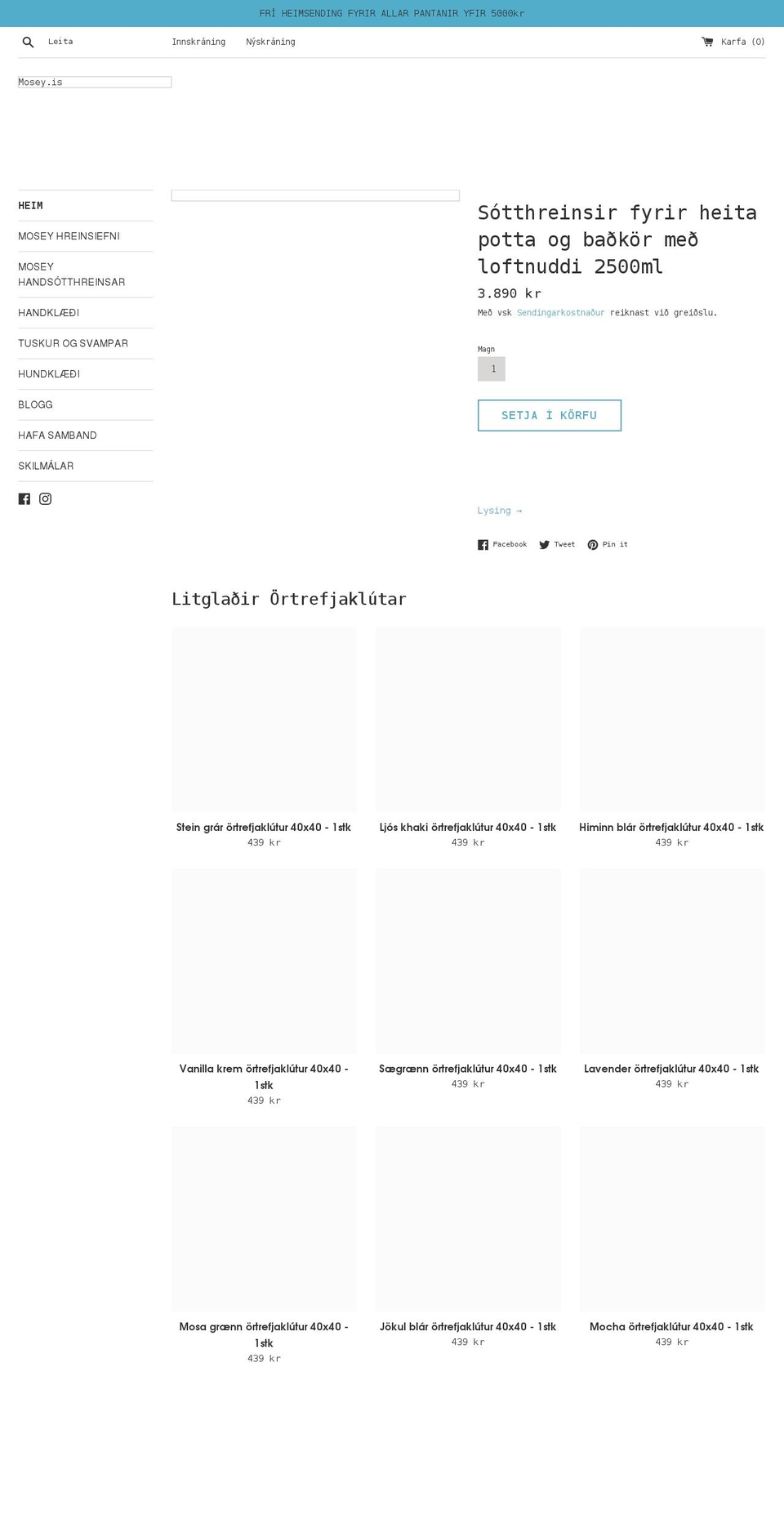 mosey.is shopify website screenshot