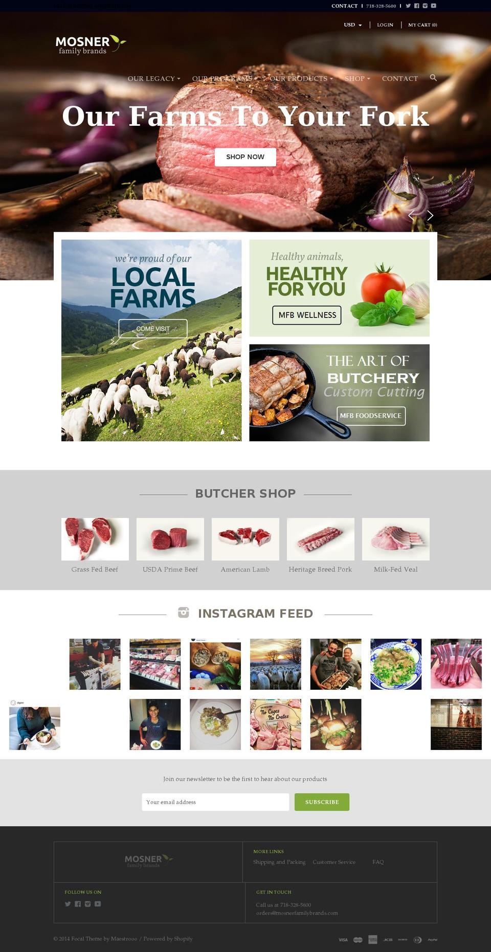 mosnerfamilybrands.com shopify website screenshot