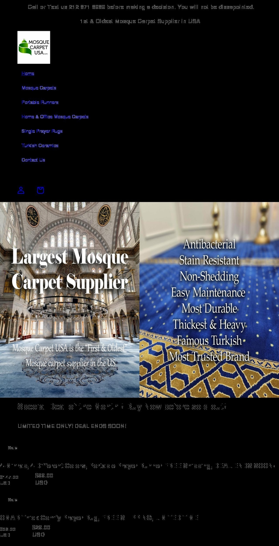 mosquecarpetusa.com shopify website screenshot