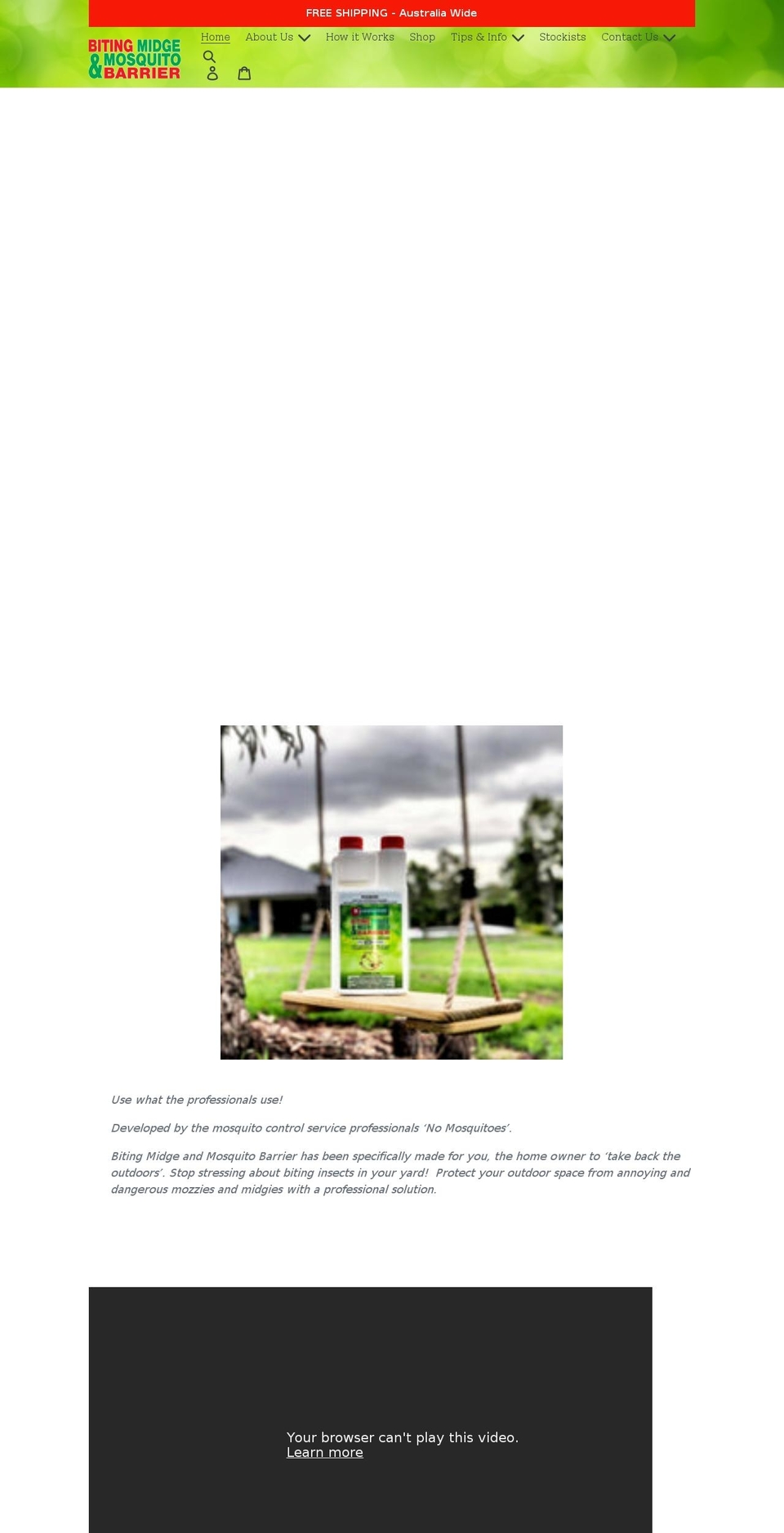 mosquitobarrier.com.au shopify website screenshot