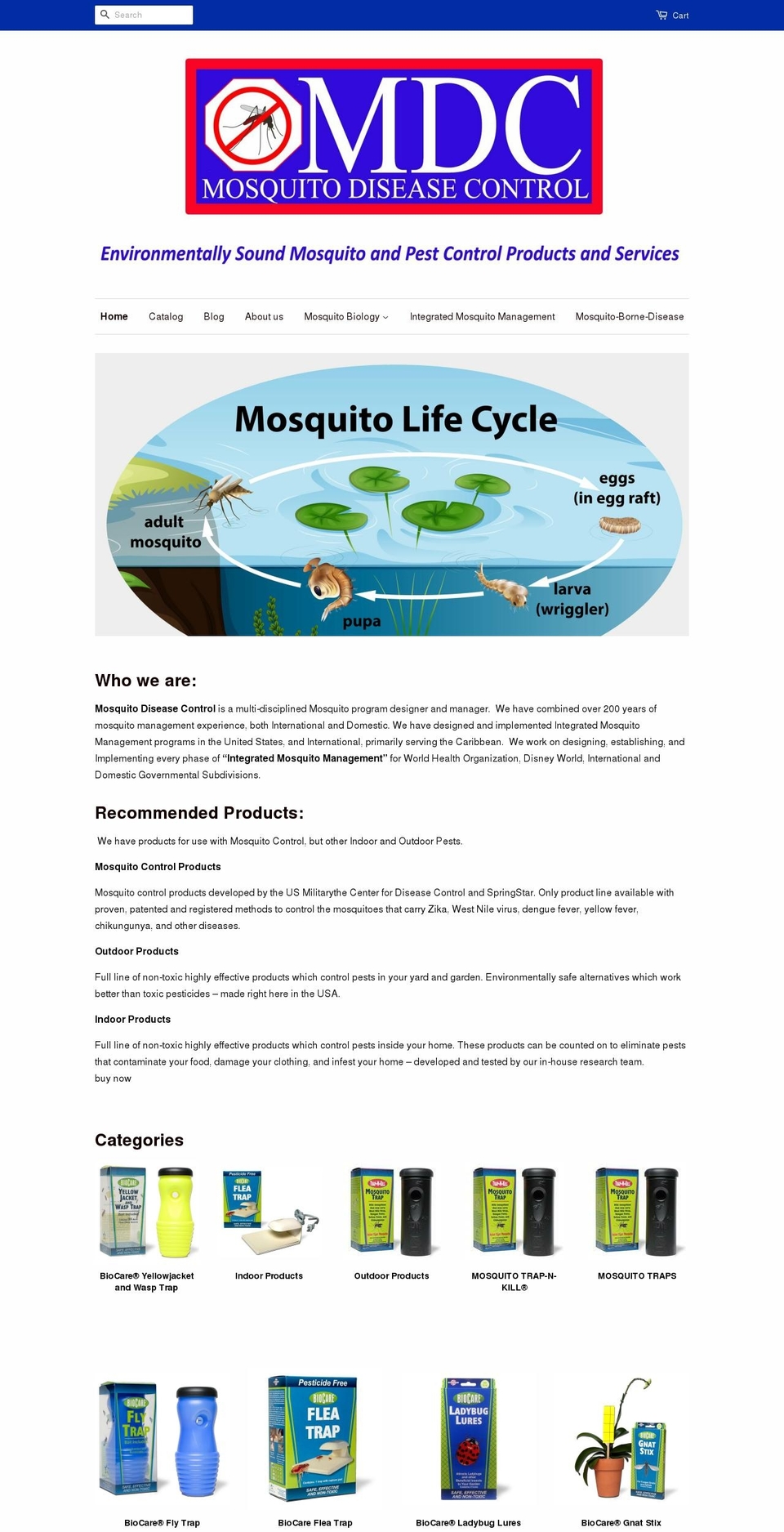 mosquitodiseasecontrol.com — Shopify storefront screenshot