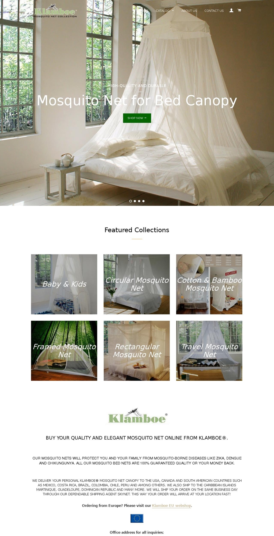 mosquitonetcollection.com shopify website screenshot