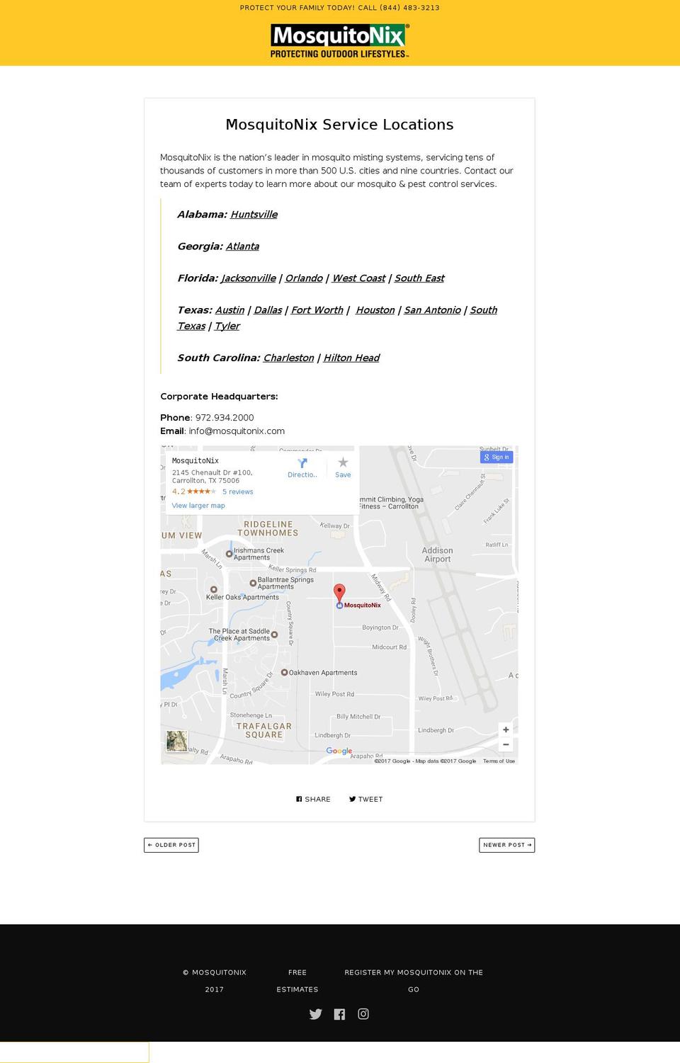 mosquitonixcarolinas.com shopify website screenshot